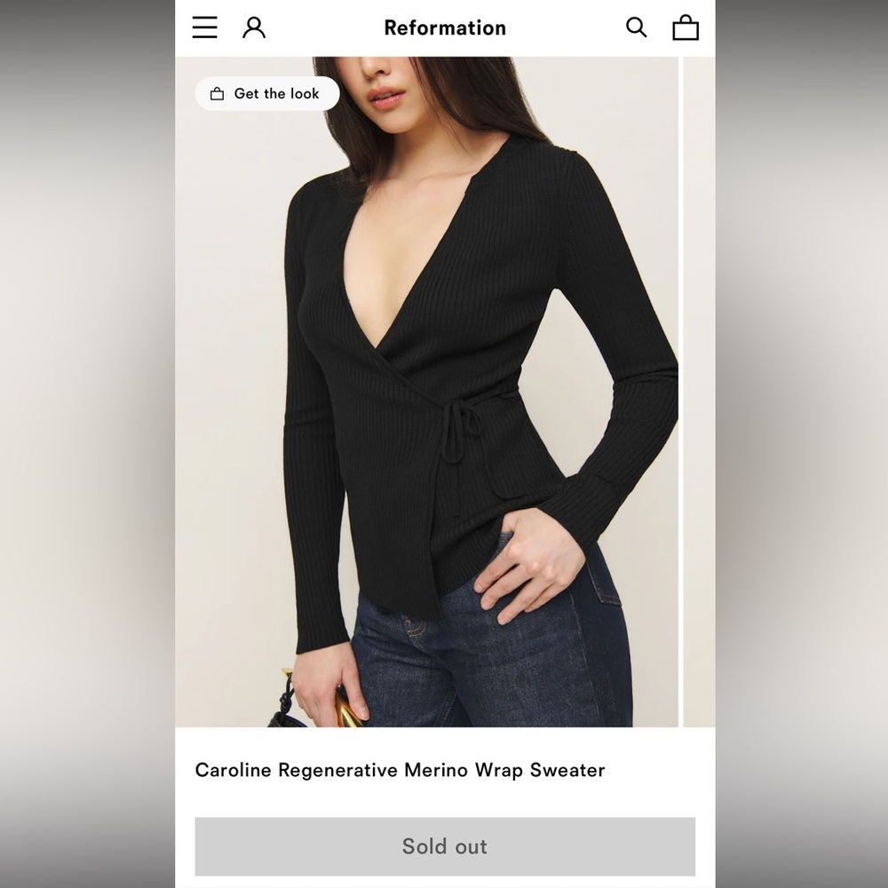 Reformation Black V-Neck Wrap Top